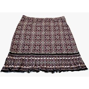 Max Studio Skirt Women's M Geometric Pleated Flare Stretch Flirty 19"L